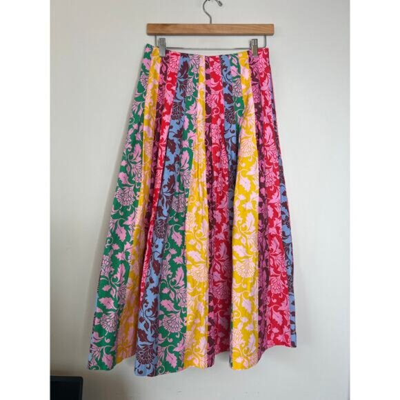 NEW Boden Valentina Poplin Fit and Flare Floral Print Midi Skirt Red Size: 4 - Picture 6 of 7